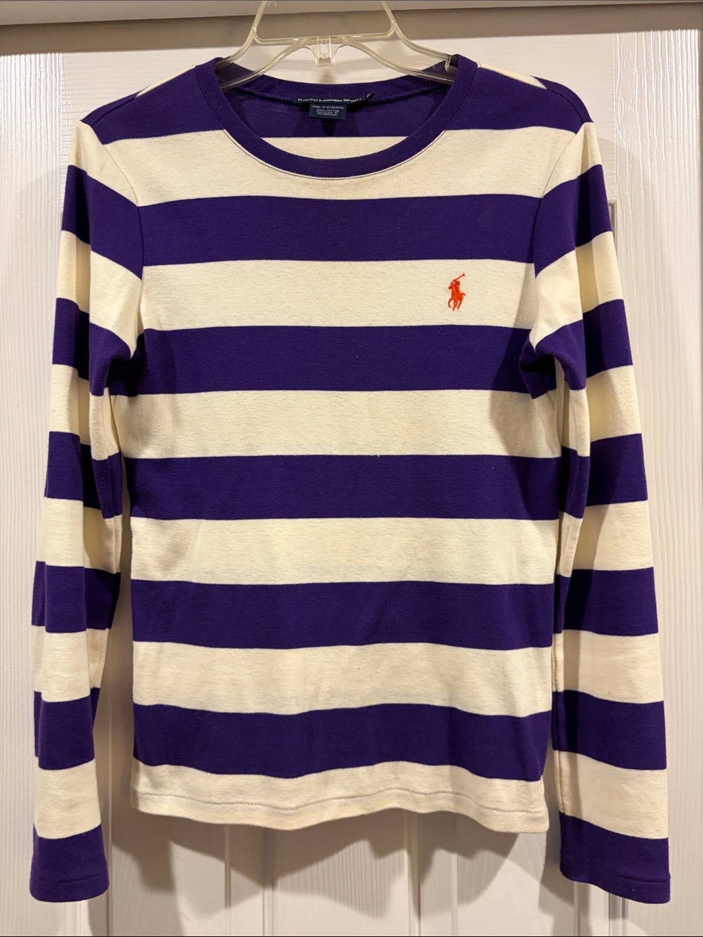 Ralph Lauren polo Purple & Cream Striped Long-Sleeve Shirt size